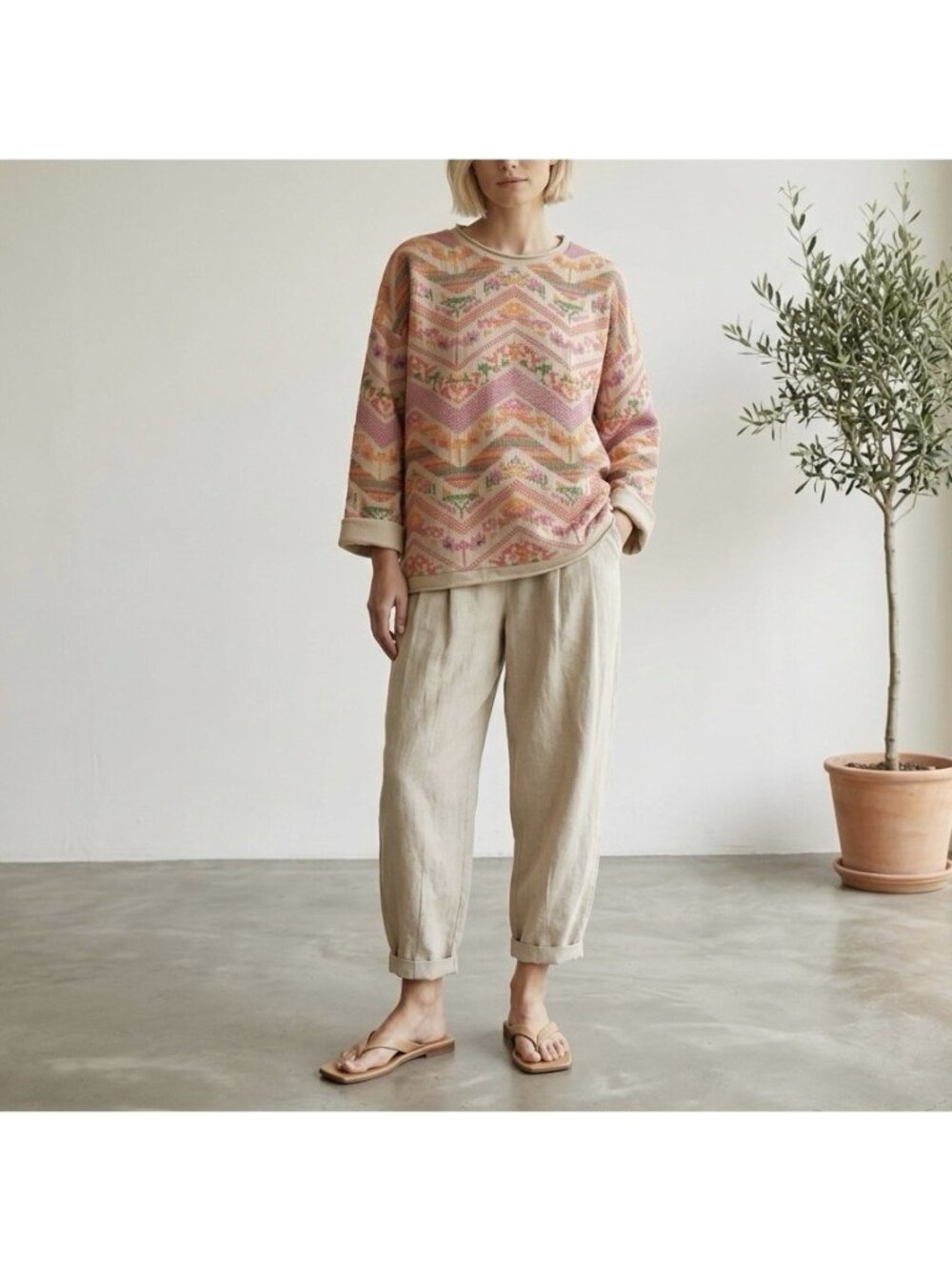 Soft Surroundings Oversized Women’s L Tunic Top Pullover Southwestern Boho Artsy